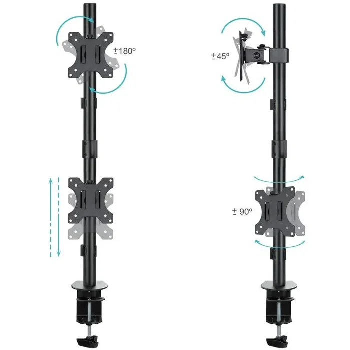 Tooq Soporte de Mesa para 2 Monitores DB1233TNV-B Vertical